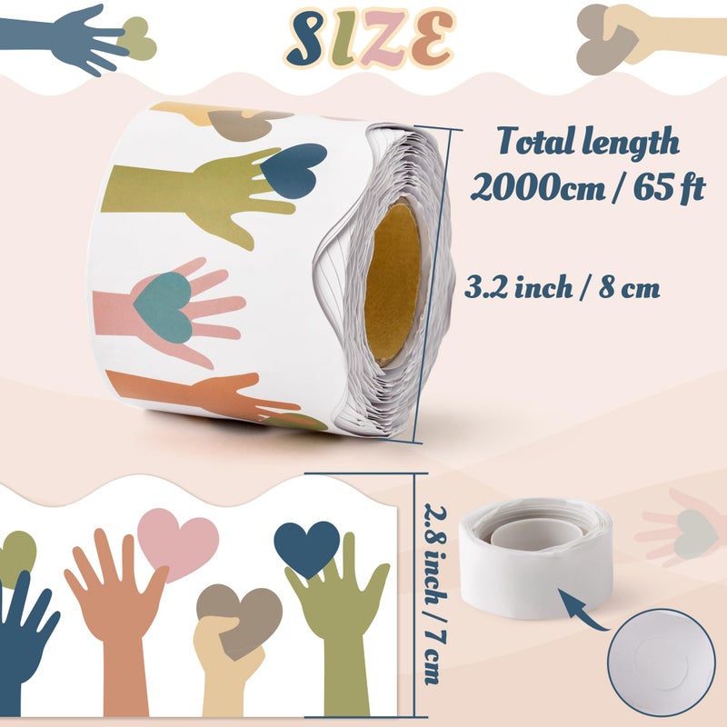 BeYumi Boho Diversity Border Trim - 65ft Back to School All are Welcome Rolled Border Trim Colorful Multicultural Equality Inclusive Bulletin Board Classroom Chalkboard Kindergarten Elementary Decor - Image 2